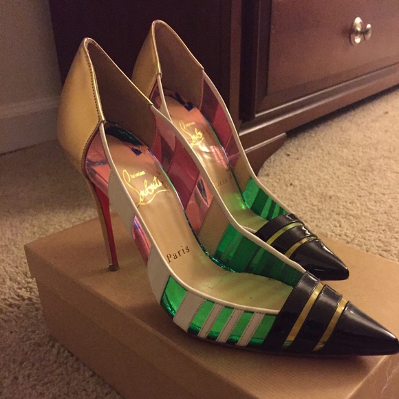 Christian Louboutin Shoes - Christian Louboutin Multicolor Striped Pointed-Toe Pumps